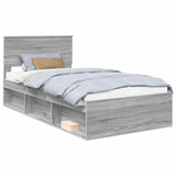 Bed Frame Grey Sonoma 100 x 200 cm Solid Pine Wood 3410641