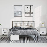 Metal Bed Frame without Mattress with Headboard Black 135x190cm 373690