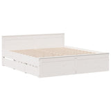 Bed Frame without Mattress with Headboard White 200x200 cm Solid Wood Pine 3308754