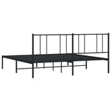 Metal Bed Frame without Mattress with Headboard Black 183x213cm 352485