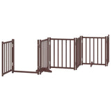Dog Gate with Door Foldable 12 Panels Brown 600 cm Poplar Wood 3155716