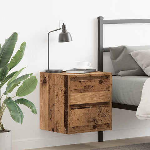 ZNTS Wall-mounted Bedside Cabinets 2 pcs Old Wood 38x34x40 cm 861262