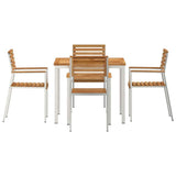 Garden Dining Set 5 pcs Solid Teak Wood and Stainless Steel 3334782