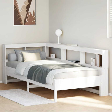 ZNTS Bookcase Bed without Mattress White 75x190 cm Solid Wood Pine 3324446