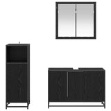 Bathroom Furniture Set 3 pcs Black Oak Engineered Wood 3402401