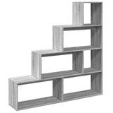 Room Divider Bookcase 4-Tier Grey Sonoma 143.5x29x143.5 cm Engineered Wood 857999