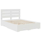 Bed Frame with Drawer White 140 x 200 cm Engineered Wood 3411964
