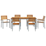 Garden Dining Set 7 pcs Grey Solid Acacia Wood 3284410