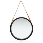 Wall Mirror with Strap 50 cm Black 320367