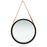 Wall Mirror with Strap 50 cm Black 320367