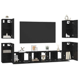 TV Cabinet Set Wall-mounted Black Oak Engineered Wood 3393124