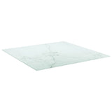 Table Top White 80x80 cm 6 mm Tempered Glass with Marble Design 322257