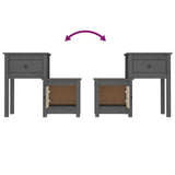 Bedside Cabinet Grey 79.5x38x65.5 cm Solid Wood Pine 814543