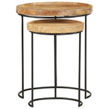 2 Piece Coffee Table Set Solid Mango Wood and Steel 321705