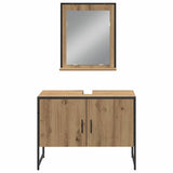 Bathroom Furniture Set with Door 3 pcs Brown 33 x 33 x 102.5 cm 3334375
