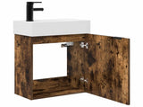 Bathroom Vanity Unit with Tap Smoked Oak 45.5 x 22.5 x 84 cm 889429