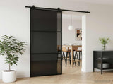 Sliding Door 76 x 205 cm Tempered Glass and Aluminium 42054108