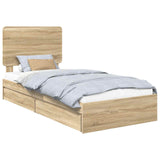 Storage Bed with Drawer Sonoma Oak 75 x 190 cm Engineered Wood 3412737