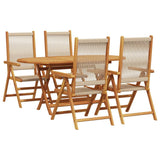Garden Dining Set Folding 5 pcs Beige Solid Acacia Wood 3375740