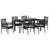 Garden Dining Set with Cushion 7 pcs Black Poly rattan 3379867