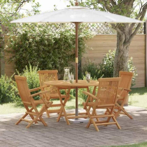 Garden Dining Set Folding 5 pcs Brown Solid Teak wood 3385970