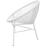 Garden Chair White PE Rattan, Powder-Coated Steel Medium Tough 42072