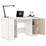 ZNTS Desk White 140x50x75 cm Solid Wood Pine 814325