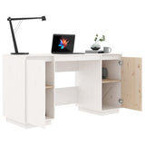 ZNTS Desk White 140x50x75 cm Solid Wood Pine 814325