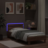 Bed Frame without Mattress with LED Lights Brown Oak 90x190 cm Single 838749