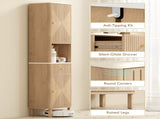 Slim Bathroom Cabinet with Silent Drawer Rail for Scandinavian, Japanese Styles - Wood-Effect T3398P423556