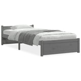 Bed Frame without Mattress Grey Solid Wood 75x190 cm Small Single Small Single 815006