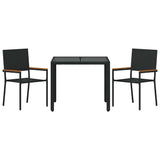 Garden Dining Set 3 pcs Black Poly Rattan 3365384
