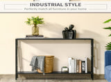 Industrial Console Table with Storage Shelf, Narrow Hallway Dressing Desk with Metal Frame for T3398P328321