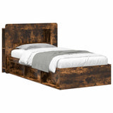 Bed Frame with Storage Smoked Oak 90 x 200 cm Engineered Wood 3433459