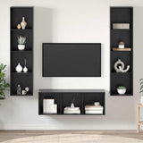 TV Cabinet Set Wall-mounted 3 pcs Black Oak Engineered Wood 3393340