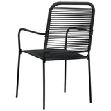 Garden Dining Set Black Powder-coated steel, glass, cotton rope 3060210