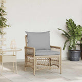 Garden Chair with Cushion Beige 73 x 61 x 77 cm Poly Rattan 42006220
