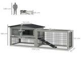 Wooden Rabbit Hutch with Outdoor Run Grey T3398P555843