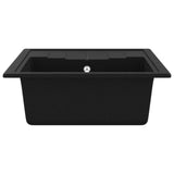 Kitchen Sink with Overflow Hole Oval Black Granite 147101