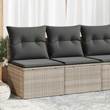 2 Piece Garden Sofa Set with Cushions Light Grey Poly Rattan Acacia 3325238
