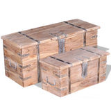 Two Piece Storage Chest Set Acacia Wood 244054