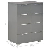283714 Sideboard High Gloss Grey 60x35x80 cm Engineered Wood