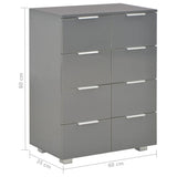 Sideboard High Gloss Grey 60x35x80 cm Engineered Wood 283714