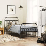 Metal Bed Frame without Mattress with Footboard Black 90x200cm 376611