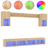 6 Piece TV Wall Units with LED Sonoma Oak Engineered Wood 3216688
