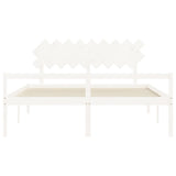 Senior Bed without Mattress White Super King Size Solid Wood 3195562