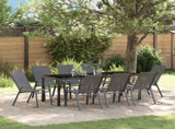 Garden Dining Set 9 pcs Grey and Black Powder-coated Steel 3379127