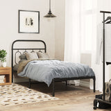 Metal Bed Frame without Mattress with Headboard Black 80x200cm 377108