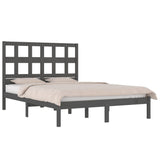 Bed Frame Grey Solid pinewood 200x200 cm Decorative Inlays 3104500
