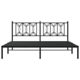 Metal Bed Frame without Mattress with Headboard Black 180x200cm 376132